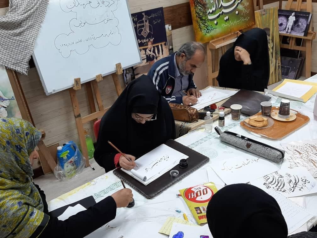 مشق عشق " حاج قاسم" به قلم خوشنویسان آبادانی